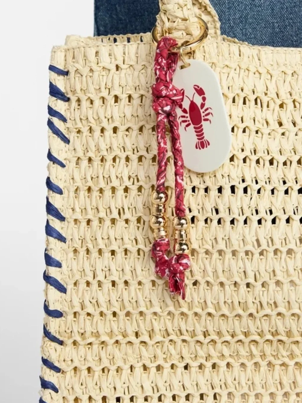 No Boundaries Women's Beach Bag Charm Red Bandana Lobster Charm key chain NWT